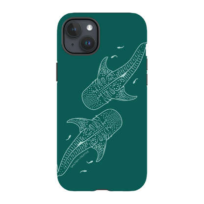 iPhone Tough Case - Whale Sharks Outline Emerald
