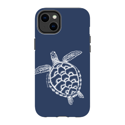 iPhone Tough Phone Case - Turtle Outline Navy - Sailfish Creative