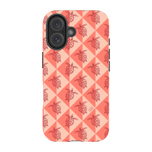 iPhone Tough Phone Case - Turtle Diamonds Coral