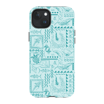 iPhone MagSafe Tough Phone Case - Busy Print Teal
