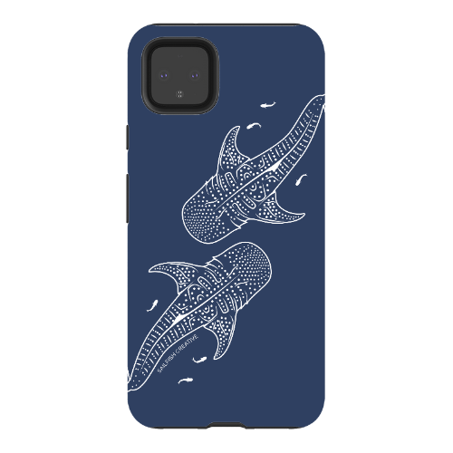 Google Pixel Tough Phone Case - Whale Sharks Outline Navy - Sailfish Creative