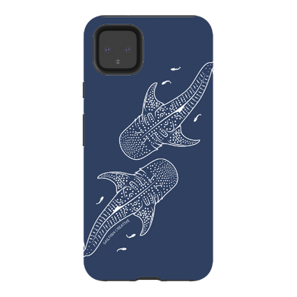 Google Pixel Tough Phone Case - Whale Sharks Outline Navy - Sailfish Creative