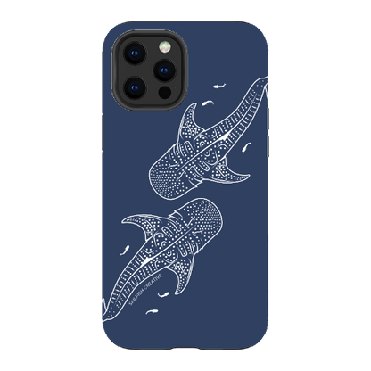 iPhone Tough Phone Case - Whale Sharks Outline Navy - Sailfish Creative