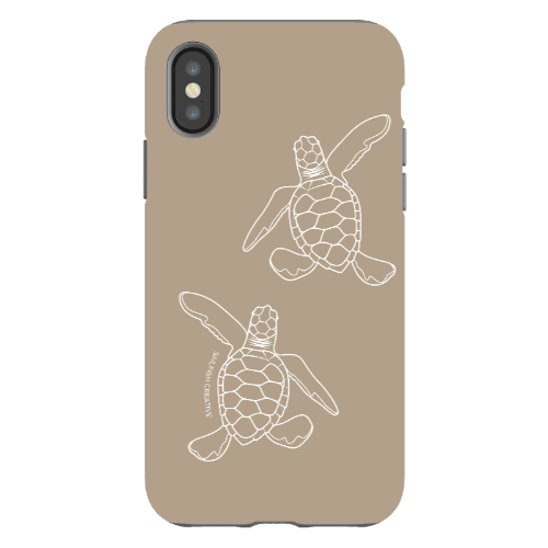 iPhone Tough Phone Case - Turtle Hatchlings Outline Natural - Sailfish Creative