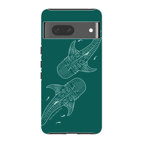 Google Pixel Tough Phone Case - Whale Sharks Outline Emerald