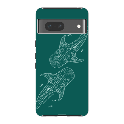 Google Pixel Tough Phone Case - Whale Sharks Outline Emerald