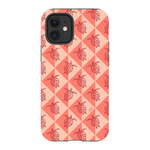 iPhone Tough Phone Case - Turtle Diamonds Coral
