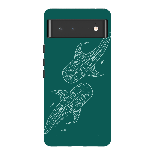 Google Pixel Tough Phone Case - Whale Sharks Outline Emerald