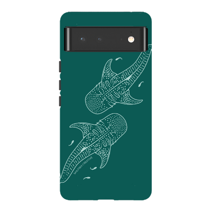 Google Pixel Tough Phone Case - Whale Sharks Outline Emerald