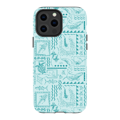 iPhone MagSafe Tough Phone Case - Busy Print Teal