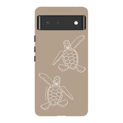 Google Pixel Tough Phone Case - Turtle Hatchlings Outline Natural