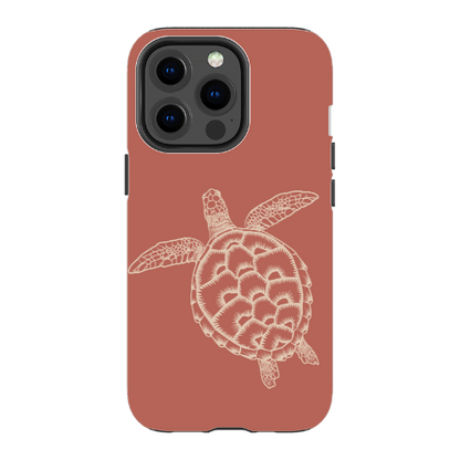 iPhone Tough Case - Turtle Outline Rusty Coral