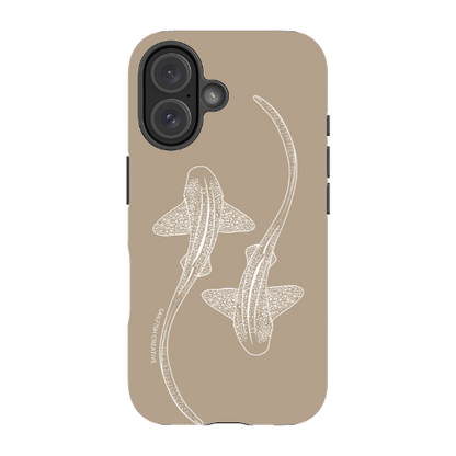 iPhone Tough Phone Case - Leopard Sharks Outline Natural - Sailfish Creative