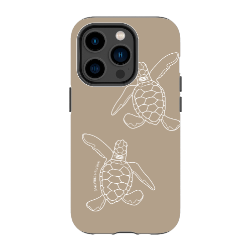 iPhone Tough Phone Case - Turtle Hatchlings Outline Natural - Sailfish Creative