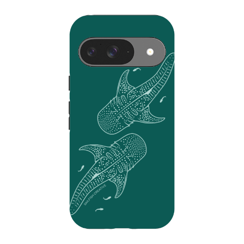 Google Pixel Tough Phone Case - Whale Sharks Outline Emerald