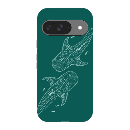 Google Pixel Tough Phone Case - Whale Sharks Outline Emerald