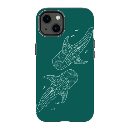 iPhone Tough Case - Whale Sharks Outline Emerald