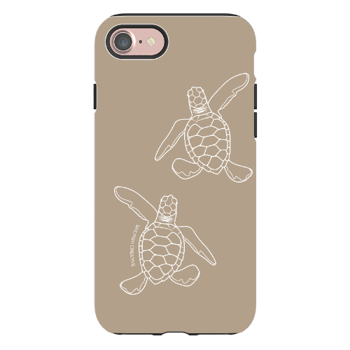 iPhone Tough Phone Case - Turtle Hatchlings Outline Natural