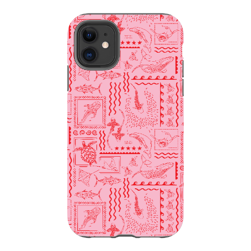 iPhone Tough Phone Case - Busy Print Pinks