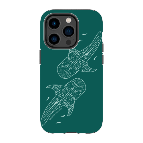 iPhone Tough Case - Whale Sharks Outline Emerald