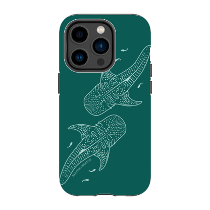 iPhone Tough Case - Whale Sharks Outline Emerald