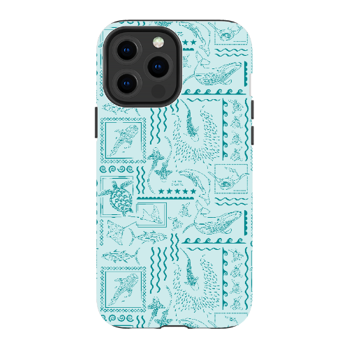 iPhone Tough Phone Case - Busy Print Teal