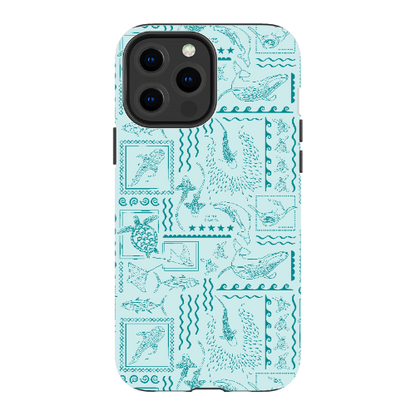 iPhone Tough Phone Case - Busy Print Teal