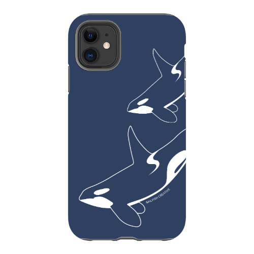 iPhone Tough Phone Case - Orca Outline Navy