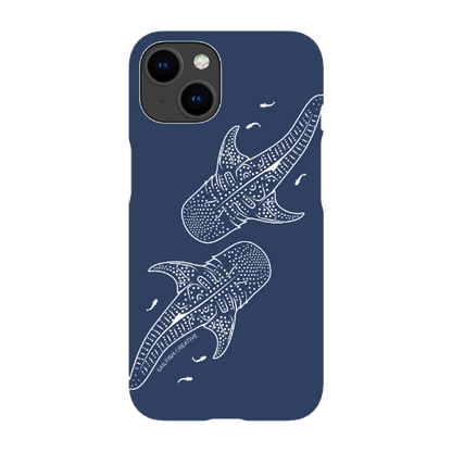 iPhone Snap Phone Case - Whale Sharks Outline Navy - Sailfish Creative