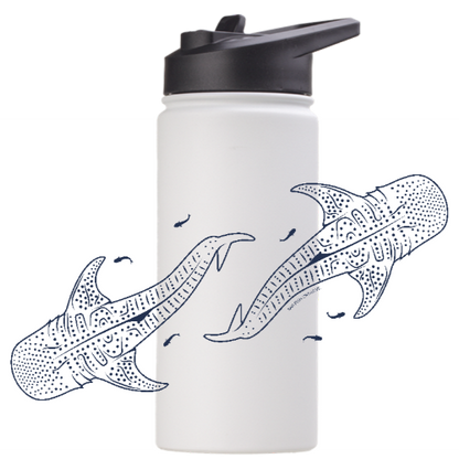 Whale Sharks Line Art - Stainless Steel Water Bottle - Sailfish Creative