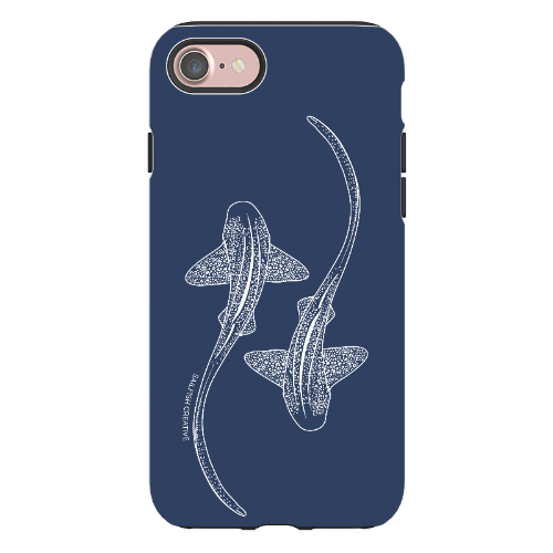 iPhone Tough Phone Case - Leopard Sharks Outline Navy - Sailfish Creative