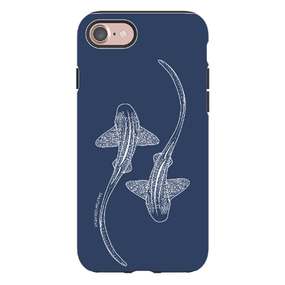iPhone Tough Phone Case - Leopard Sharks Outline Navy - Sailfish Creative