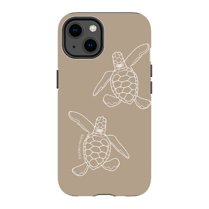 iPhone Tough Phone Case - Turtle Hatchlings Outline Natural - Sailfish Creative