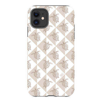 iPhone Tough Phone Case - Turtle Diamonds Neutral