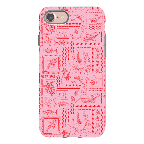 iPhone Tough Phone Case - Busy Print Pinks