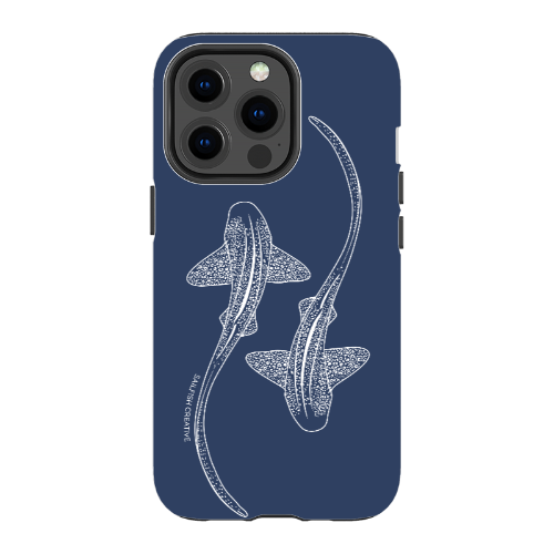 iPhone Tough Phone Case - Leopard Sharks Outline Navy - Sailfish Creative