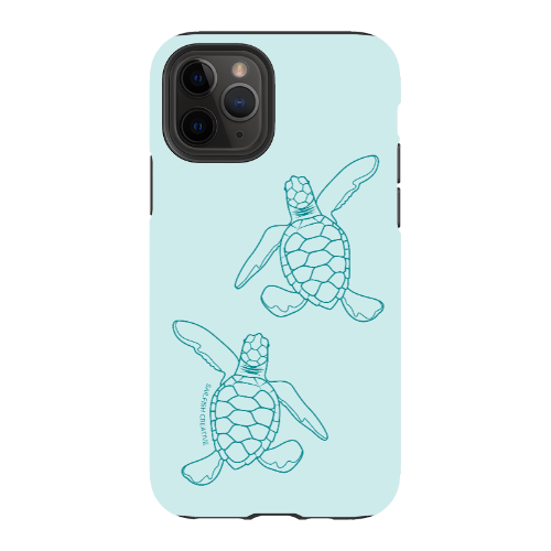 iPhone Tough Phone Case - Turtle Hatchlings Outline Teal - Sailfish Creative