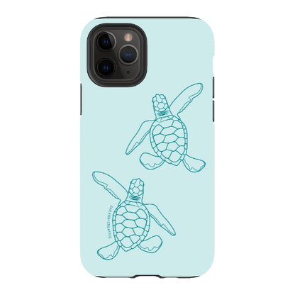 iPhone Tough Phone Case - Turtle Hatchlings Outline Teal - Sailfish Creative