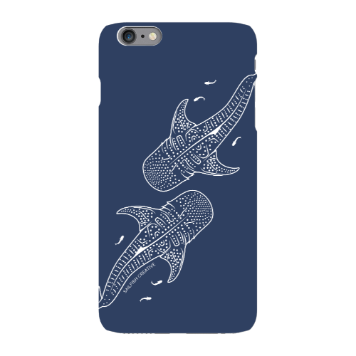 iPhone Snap Phone Case - Whale Sharks Outline Navy - Sailfish Creative