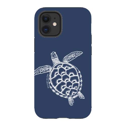 iPhone Tough Phone Case - Turtle Outline Navy - Sailfish Creative