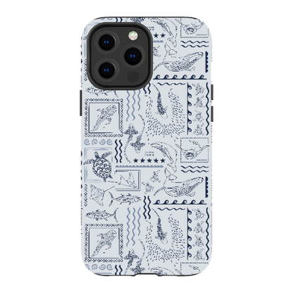 iPhone MagSafe Tough Phone Case - Busy Print Overcast Blue