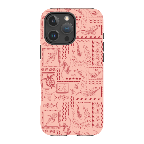 iPhone MagSafe Tough Phone Case - Busy Print Coral