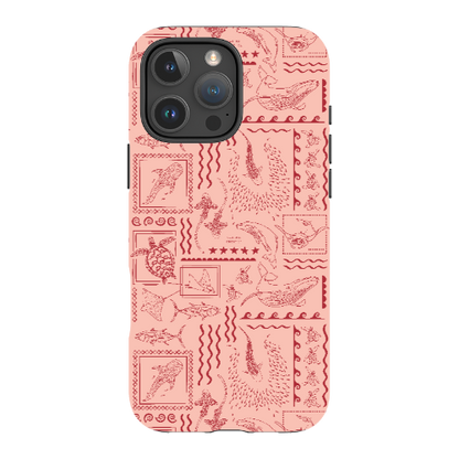 iPhone MagSafe Tough Phone Case - Busy Print Coral