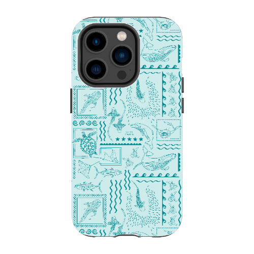 iPhone Tough Phone Case - Busy Print Teal