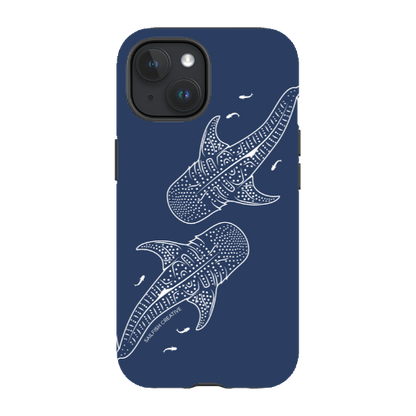 iPhone MagSafe Tough Case - Whale Sharks Outline Navy - Sailfish Creative