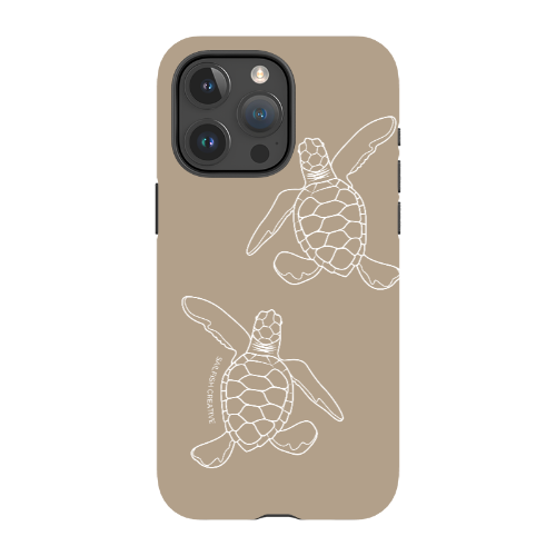 iPhone Tough Phone Case - Turtle Hatchlings Outline Natural - Sailfish Creative