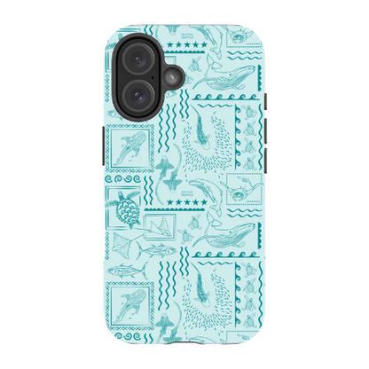 iPhone MagSafe Tough Phone Case - Busy Print Teal