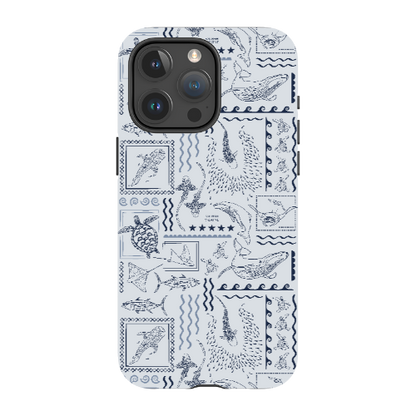 iPhone MagSafe Tough Phone Case - Busy Print Overcast Blue