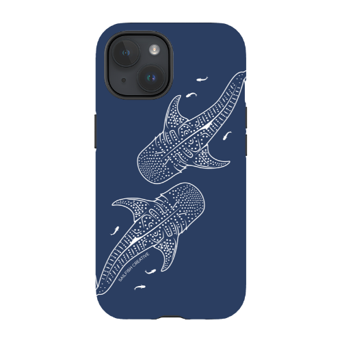 iPhone Tough Phone Case - Whale Sharks Outline Navy - Sailfish Creative