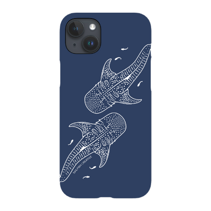 iPhone Snap Phone Case - Whale Sharks Outline Navy - Sailfish Creative